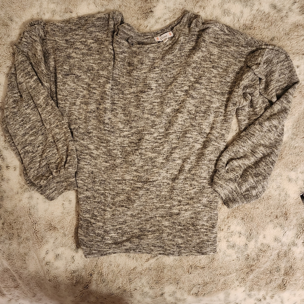 L Love sweater, Size Medium, dark heather grey